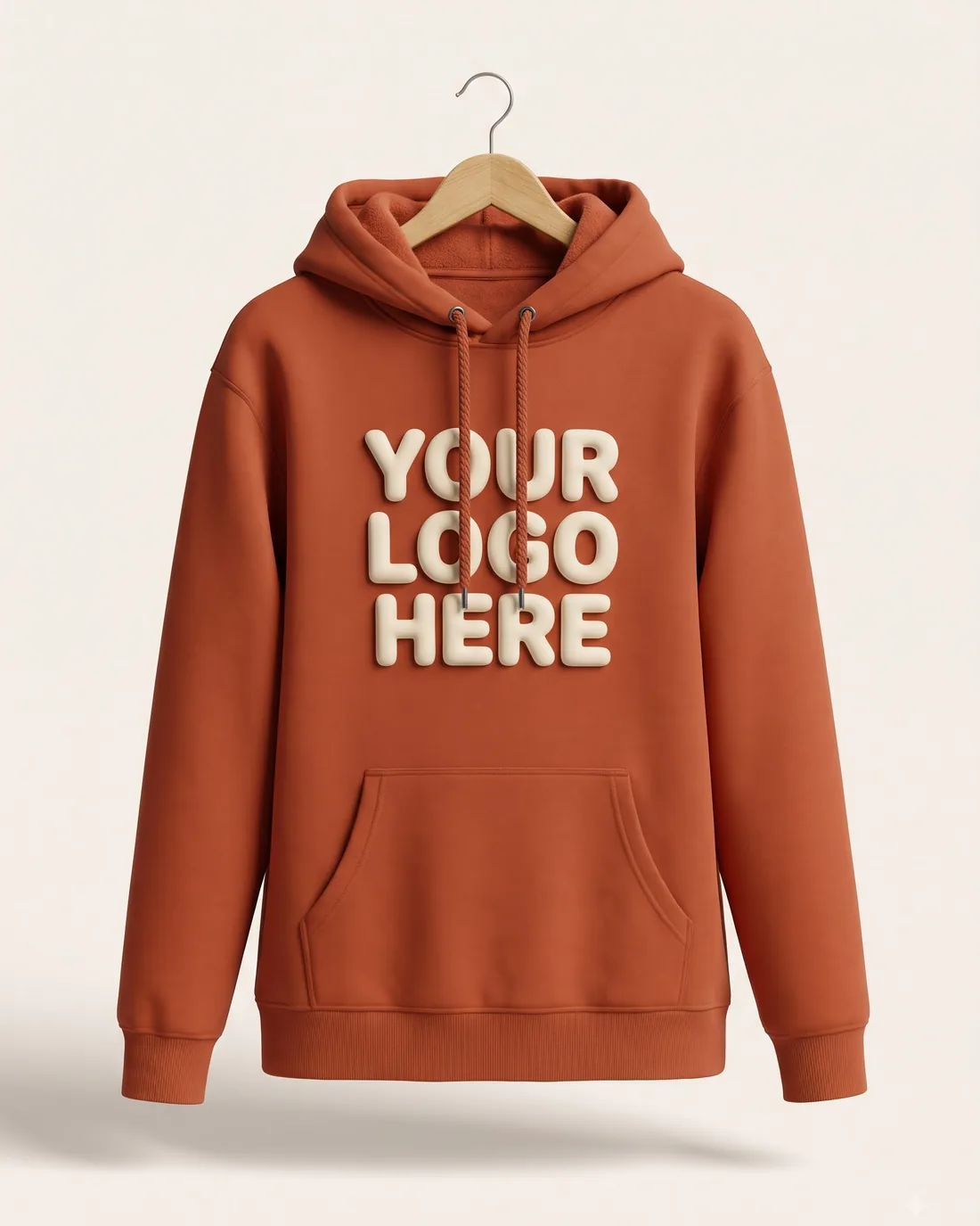 Terracotta hoodie with puff-print